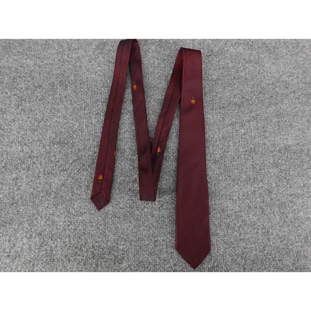 Superba Necktie Mens OS Burgundy Vintage Dacron‎ Crest Geometric Pattern